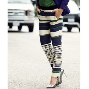 New J. Crew Skimmer striped structured high rise cropped ankle trouser pant